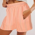Xysaqa Women's Elastic High Waisted Shorts Striped Casual Beach Summer
