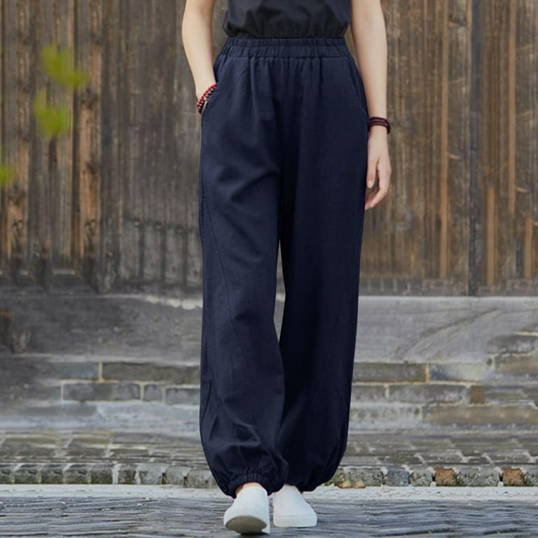 Blue linen trousers woman long pants (841) Blue linen trousers woman long pants (841)