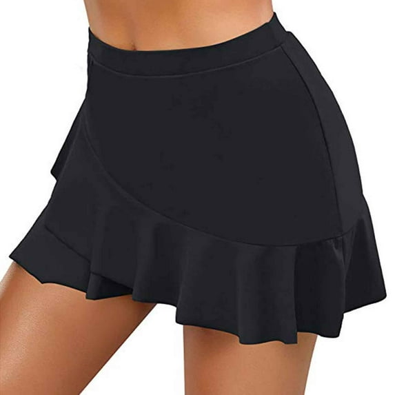 Xysaqa Women's Fashion Ruffle Swimsuit Bottoms Swim Skirt Solid Color Swimming Shorts Bathing Suits Swimwear