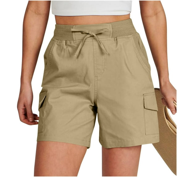 Xysaqa Women's Hiking Cargo Shorts Summer Casual Multi Pocket Outdoor Work Short for Women Lightweight Elastic High Waisted Shorts M-3XL