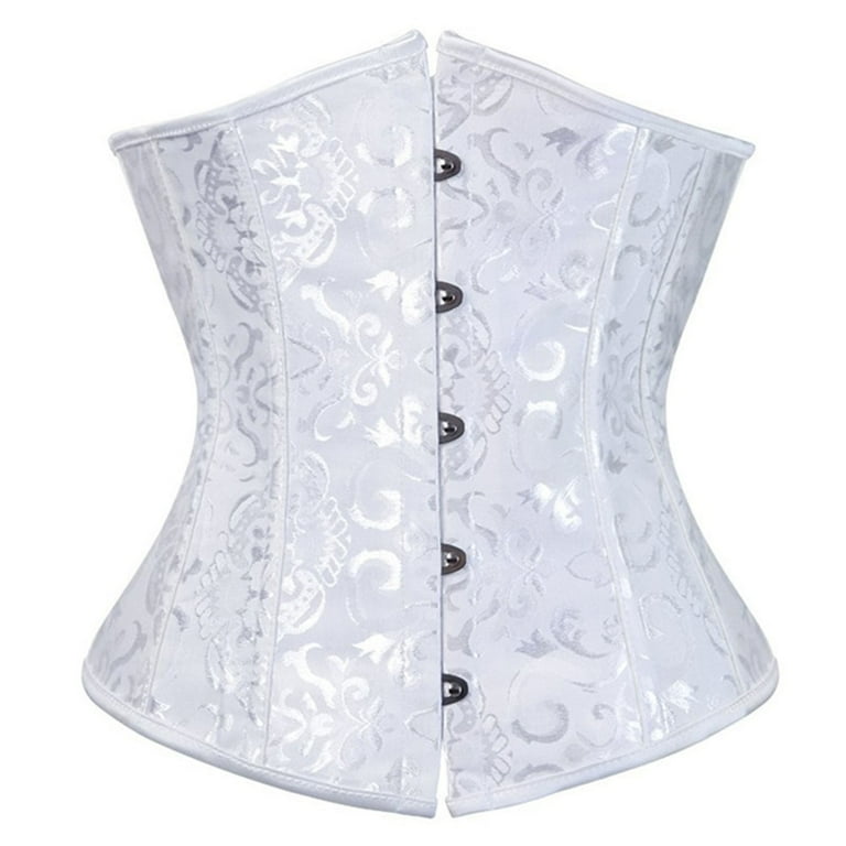 Xysaqa Women's Lace Up Boned Brocade Waist Training Underbust