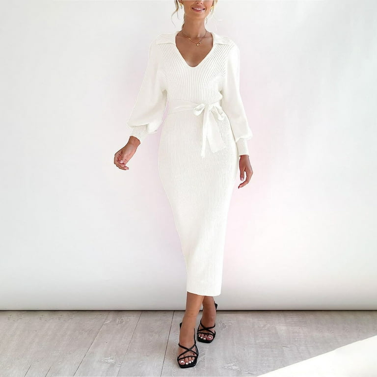 Deep V Slim Puff Sleeve Bodycon Dress Deep V Slim Puff Sleeve Bodycon Dress