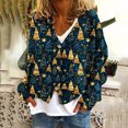 thumbnail image 1 of Xysaqa Women's Long Sleeve Button Up V Neck Christmas Sweater Cute Printed Soft Knit Cardigan Sweater Jacket S-XXL, 1 of 5