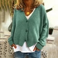 thumbnail image 1 of Xysaqa Women's Long Sleeve Button Up V Neck Classic Sweater Soft Knit Cardigan Jacket S-3XL, 1 of 9