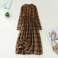 thumbnail image 1 of Xysaqa Women's Long Sleeve Plaid Maxi Dress Casual Comfy High Waist Flowy Dress Cute Ruffle Cotton Linen Long Dresses for Women M-XXL, 1 of 5