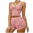 thumbnail image 1 of Xysaqa Women's Mesh Pajama Sets Floral Printed Cami Tank Tops and Shorts Pjs Sets for Women Sexy Sleepwear Comfy Nightwear Pink L, 1 of 7