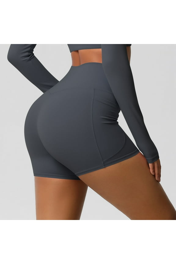 Women's Nylon Spandex Comfy Yoga Workout Shorts High Waist Summer Casual Stretch Cheerleader Dance Short Pants with Pockets S-XL Quick Dry