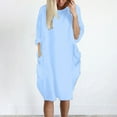 thumbnail image 1 of Xysaqa Women's Oversize Baggy Long Sleeve T Shirt Dress, Women Plus Size Tunic Dress Casual Loose Midi Dresses with Pockets S-5XL, 1 of 4