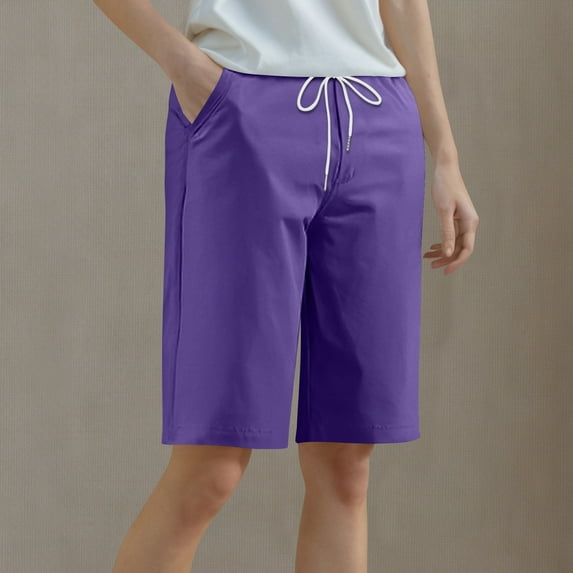 Xysaqa Women's Plus Size Bermuda Shorts High Waisted Long Shorts Casual Yoga Fitness Tennis Shorts Summer Comfy Breathable Athletic Running Shorts with Pockets 3X 4X 5X
