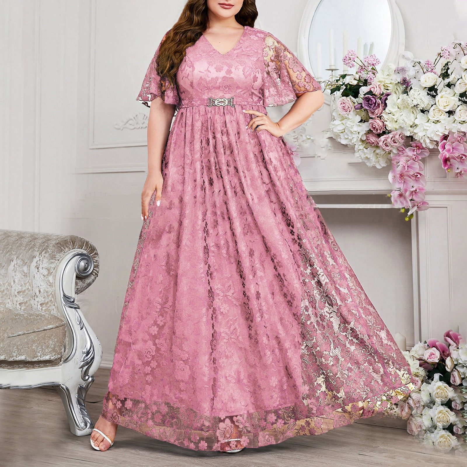 3x evening dress Puff Sleeve Cocktail Dress, Sizes 1X main image 1