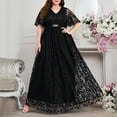 thumbnail image 1 of Xysaqa Women's Plus Size Chiffon Floral Lace Maxi Dress Short Sleeve Wedding Guest Mother Dress A-Line Midi Dress Elegant Formal Evening Party Long Dress 2X 3X 4X, 1 of 4