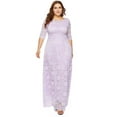 thumbnail image 1 of Xysaqa Women's Plus Size Floral Lace 3/4 Sleeve Maxi Dress Wedding Guest A-Line Midi Dress Round Neck Elegant Formal Evening Party Long Dress 3X 4X 5X 6X Summer Savings, 1 of 7