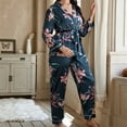 thumbnail image 1 of Xysaqa Women's Plus Size Silk Pajamas Sets, Women Summer Floral Satin Tops Long Pants Sleepwear Two Piece Casual Long Sleeve Pjs Sets Loungewear XL-5XL, 1 of 4