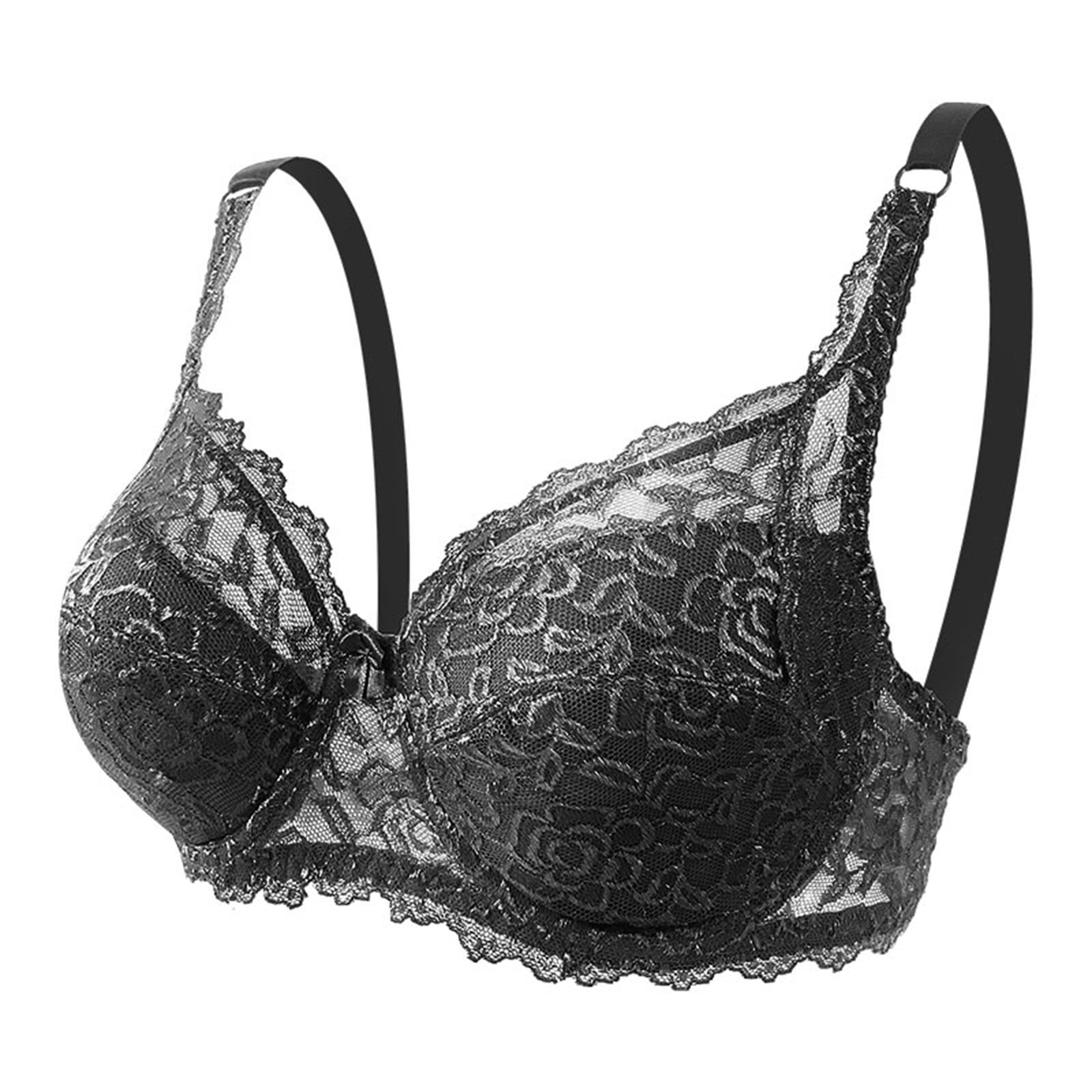 Xysaqa Women's Push Up Floral Lace Bra, Comfy Padded Plunging Lift