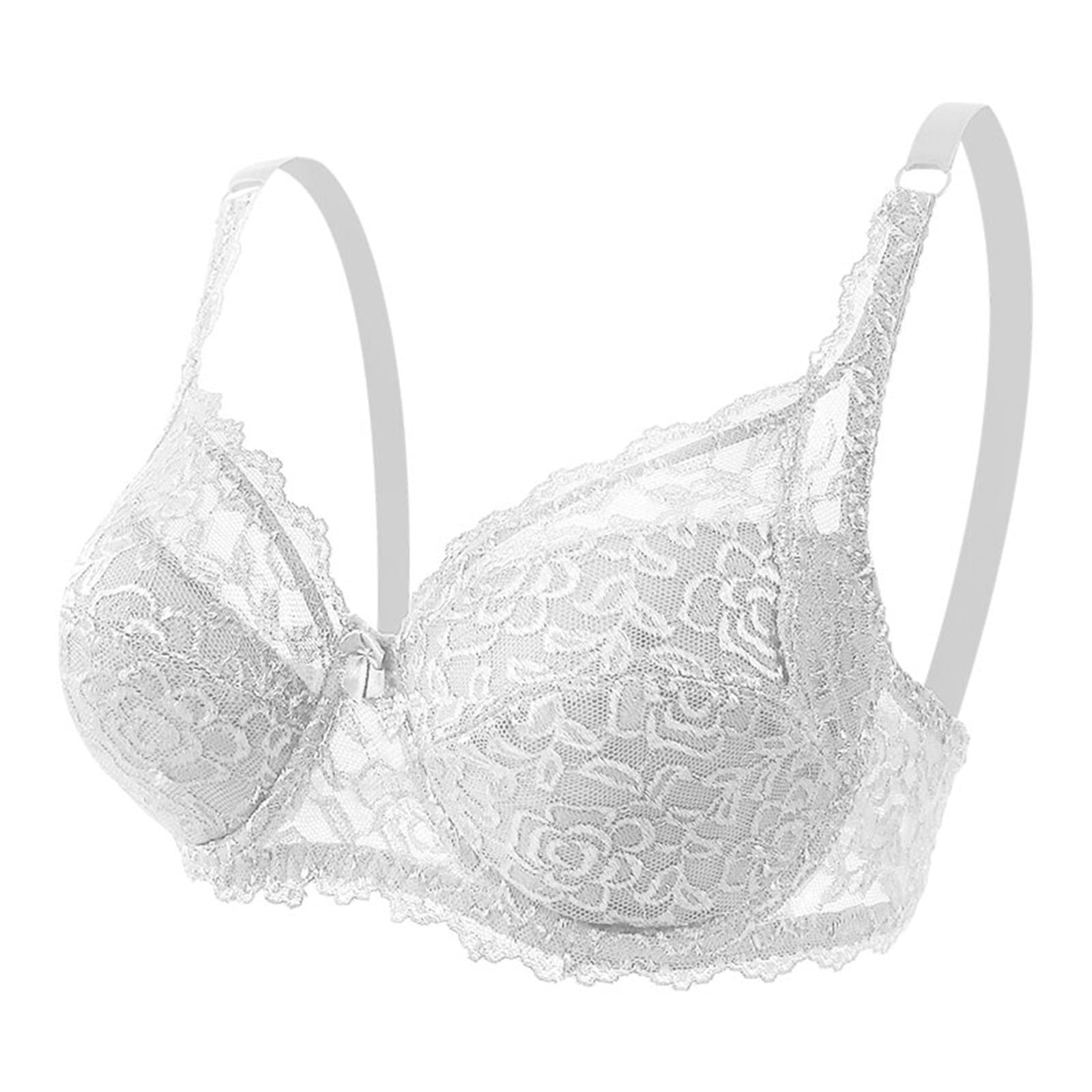 Xysaqa Women's Push Up Floral Lace Bra, Comfy Padded Plunging Lift  Underwire Bras for Women Everyday L-3XL 