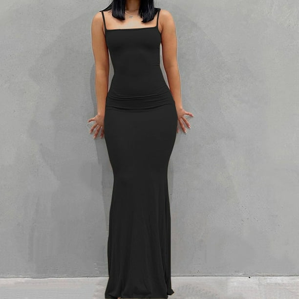 Xysaqa Women's Spaghetti Strap Bodycon Maxi Dress, Summer