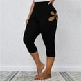 thumbnail image 1 of Xysaqa Women's Stretch Workout Yoga Capris Leggings for Summer Comfy Women High Waisted Leggings Belly Control Capris Pants Cutout S-3XL, 1 of 9