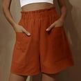 thumbnail image 1 of Xysaqa Women's Summer Linen Shorts Casual Outdoor Beach Short Cotton Elastic High Waist Comfy Shorts with Deep Pockets, 1 of 6