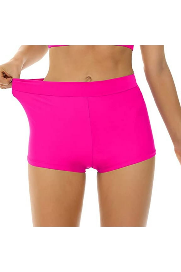 Women's Swim Shorts Stretch High Waisted Bathing Suit Women Boy Shorts Swimming Bottoms Swimsuit Bikini Swimwear Beach Board Shorts XS-2X