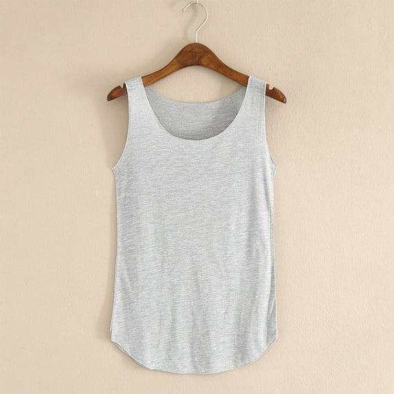 Xysaqa Women's Tank Tops Womens Cotton Sleeveless Undershirt Summer Crewneck Casual Camisole Basic T Shirts (Thin Style)