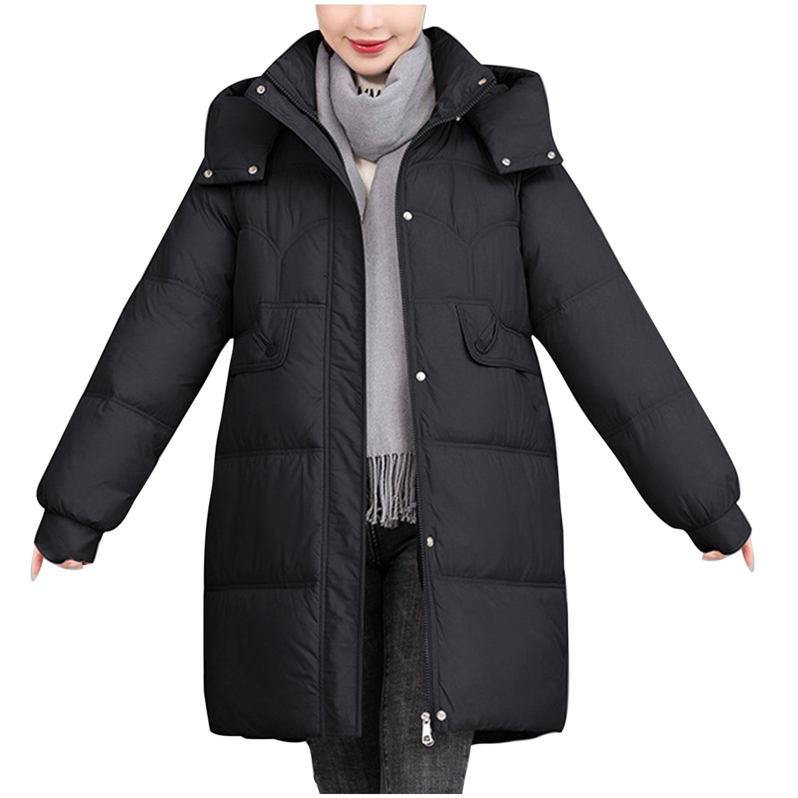 Xysaqa Women's Winter Quilted Jacket Warm Long Puffer Coat with