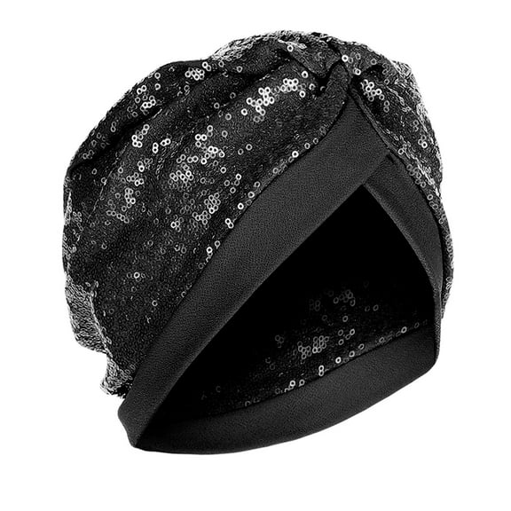Xysaqa Womens Glitter Sequins Beanie Cap Turban Soft Sleep Cap Chemo Hats Fashion Slouchy Pleated Ruffle Hat (1PC)