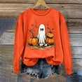 thumbnail image 1 of Xysaqa Womens Christmas Cute Ghost Sweatshirt Crew Neck Christmas Pumpkin Graphic Print Sweater Funny Long Sleeve Pullover Tops Fall Clothes XS-XL On Clearance, 1 of 5