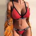 thumbnail image 1 of Xysaqa Womens Letter Print Lingerie Set, Women's 2 Piece Sportwear Sleepwear Underwear Bra and Thong Panty Sets for Women, 1 of 7
