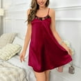 thumbnail image 1 of Xysaqa Womens Lingerie Satin Nightgown Flowy Mini Slip Chemise Short Nightwear Nightdress Hollow Out Lace Sleepwear Dress Summer Savings, 1 of 6