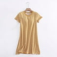 thumbnail image 1 of Xysaqa Womens Nightgown Soft Cotton Sleepwear Striped Sleep Shirt with Built in Bras Comfy Sleep Dress Short Sleeve Nightdress Print Sleepshirt Summer Savings Yellow, 1 of 3