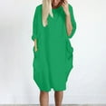 thumbnail image 1 of Xysaqa Womens Plus Size Oversized Tunic Dress Casual Long Sleeve Loose Baggy Tshirt Dress for Women Round Neck Midi Dresses with Pockets S-5XL, 1 of 4