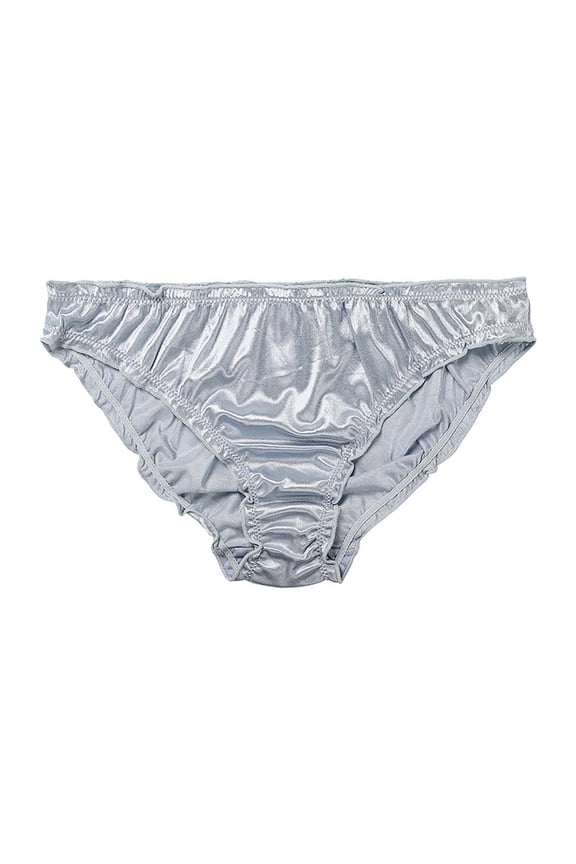 Womens Sexy Satin Ruffled Panties Underwear Full Coverage Briefs 2023 Multi-Color Smooth Soft Nylon Black Underwear on Clearance