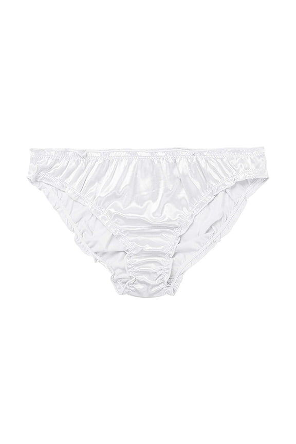 Womens Sexy Satin Ruffled Panties Underwear Full Coverage Briefs 2023 Multi-Color Smooth Soft Nylon Black Underwear on Clearance