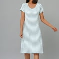 thumbnail image 1 of Xysaqa Womens Striped Plus Size Sleepshirt Women Soft Nightgown Cotton Tank Dress Nightwear Short Sleeve Lounge Night Shirts with Chest Pad M-4XL, 1 of 5