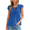thumbnail image 1 of Xysaqa Womens Summer Tank Tops 2025 Casual Tie Front Pleated T-Shirts Loose Fits Tunic Tops Sleeveless Shirts Flowy Blouses Blue 2X Clearance, 1 of 5