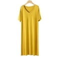 thumbnail image 1 of Xysaqa Womens Tank Nightgown Soft Cotton Large V Neck Sleepshirts Comfy Modal Oversized Sleepwear Short Sleeve Casual Nightshirt for Women Tshirt Dress XL 2X Summer Savings Yellow, 1 of 8