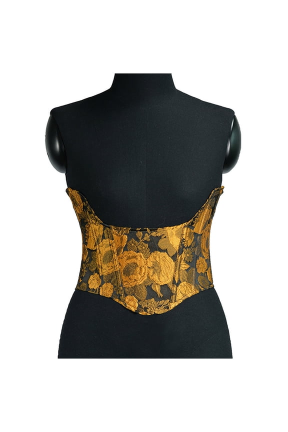 Womens Vintage Underbust Corsets Belt Boned Bustier Top Lace Up Corset Tops Waist Belt