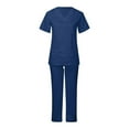 thumbnail image 1 of Xysaqa Workwear Uniform Women's Scrub Set Stretch Short Sleeve V-Neck Scrub Top and Scrub Pants Outfits S-5XL （Available in Plus Size) Dark Blue, 1 of 5