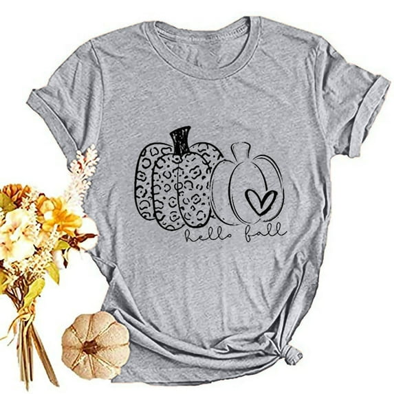 Xysaqa Y2K Tops Summer Tops Women'S Pumpkin Shirt Women Plaid Leopard Graphic Tees Funny Short Sleeve Fall Shirt Thanksgiving Gift Tops Fashion Tops For Women On Clearance