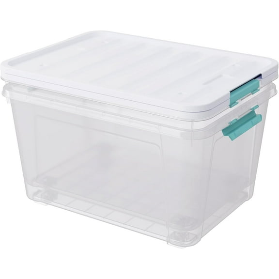 Xyskin 2 Pack Large Clear Plastic Storage Bins, 85 Qt Storage Containers with Latching Lids, Stackable Nestable Tote Tub for Home, and Dorm