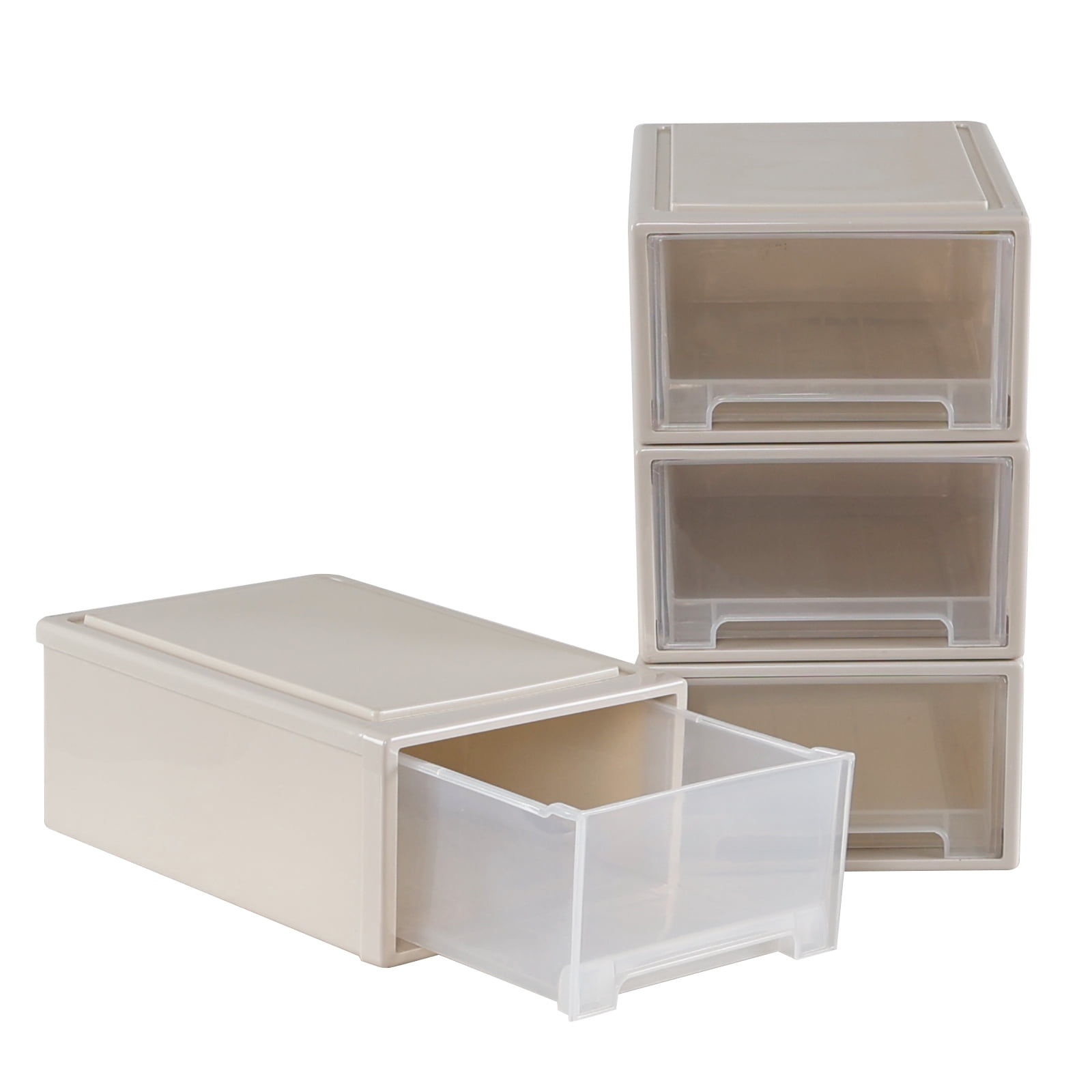 Poly Stacking Draw Xyskin 4-Pack 12 Quart Plastic Compact Stacking Drawer Unit, Stackable ...