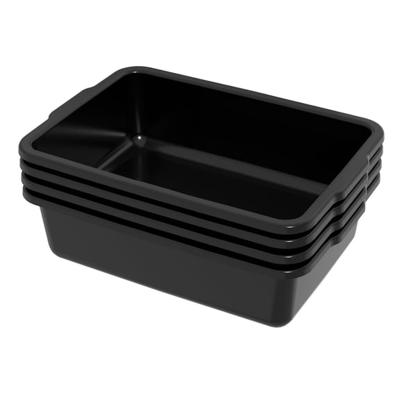 Xyskin 4 Pack 23 L Commercial Bus Tubs, Large Rectangle Dish Tub, Restaurant Bus Pans, Black