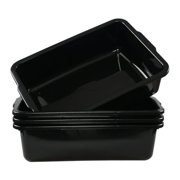 Xyskin 4 Packs Plastic Commercial Utility Bus Boxes, 32 L Commercial Bus Tubs, Black