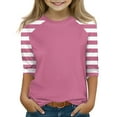 thumbnail image 1 of Xyxonk 3/4 Sleeve Shirts for Girls Size 10-12 Color Block Printed Plain Tween Girls Clothes Trendy Crewneck Knit Cute T-Shirts Kids Summer Outfits Girls Clothes 10-12 Years, 1 of 4