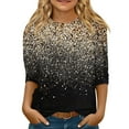 thumbnail image 1 of Xyxonk 3/4 Sleeve Shirts for Girls Size 10-12 Floral Printed Girls Tops Tween Girls Clothes Fall Kids CrewNeck Knit Cute T-shirts Trendy Fall Outfits Gold 150, 1 of 4