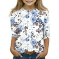 thumbnail image 1 of Xyxonk 3/4 Sleeve Shirts for Teens Girls Crew Neck Casual Tops Basic Floral Print T Shirts 2025 Winter Cute Outfits 15-16 Years, 1 of 4