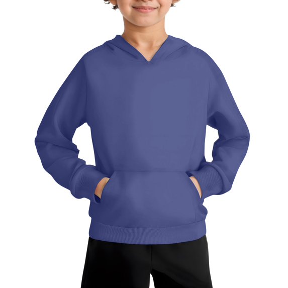 Xyxonk Boys Pullover Hoodies Kids Hooded Sweatshirts Solid Long Sleeve Hoodie Basic Pullover Tops for Teen Casual Clothing Shirts for Kids Size 2-3 Years Blue 90