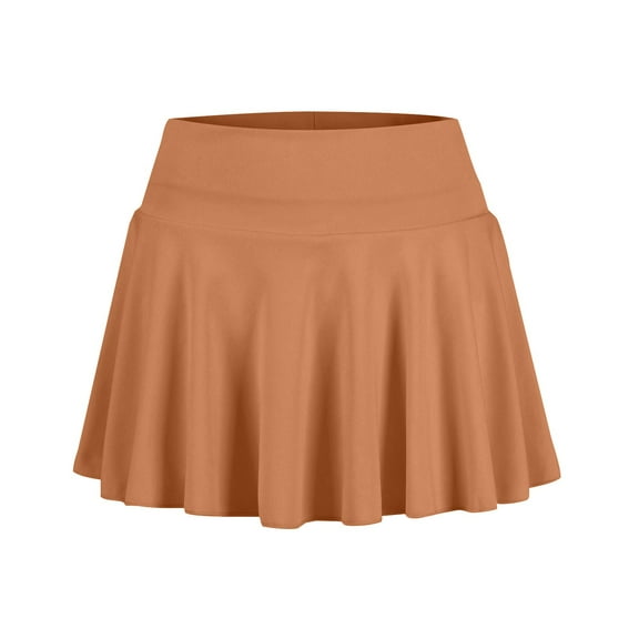 Xyxonk Brown Skirt for Women Pleated Tennis Skort Summer High-Waisted Mini Skirts Sexy Running Workout Skirt with Pockets Athletic Skorts Brown S