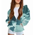 thumbnail image 1 of Xyxonk Camo Hoodies for Girls Zip Up Toddler & Kids 10-12 Years Long Sleeve Maple Leaf Graphic Trendy Camouflage Sweatshirt Jacket with Pocket Winter Lightweight Fleece Outfits Coat,Blue 120, 1 of 4