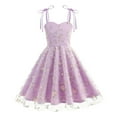 thumbnail image 1 of Xyxonk Children's Summer Suspender Dress Bowknot Mesh Embroidery Sleeveless Dresses Holiday Beach Spaghetti Strap Off the Shoulder Formal Photo Shoot Outfit,Light Purple 130-M, 1 of 6